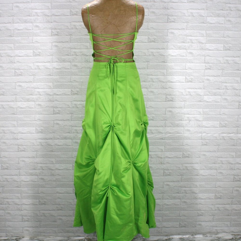 MASQUERADE Dress Prom Beaded Homecoming Pick Up Maxi Ball Gown Lime Green Size 7 - Picture 6 of 16